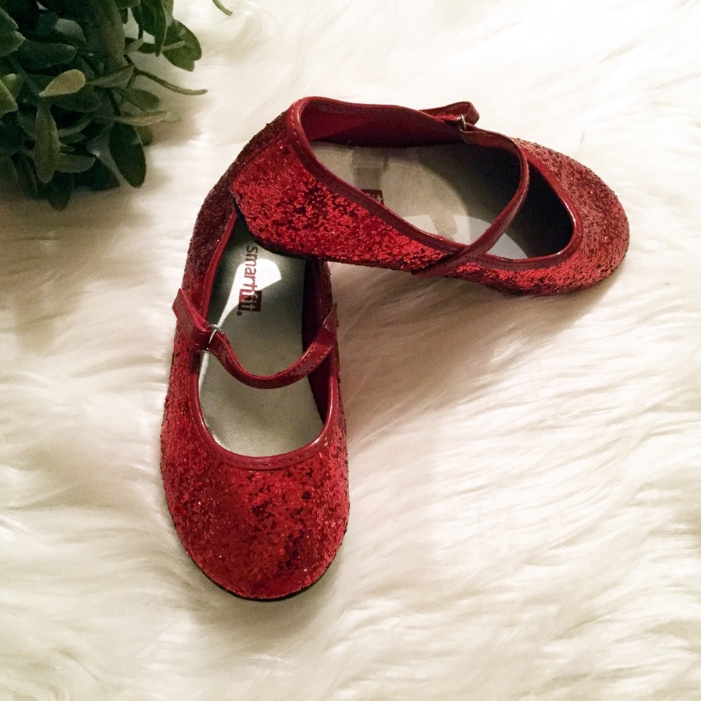 Red Glittery Mary Janes Shoes Girls Toddler Ruby